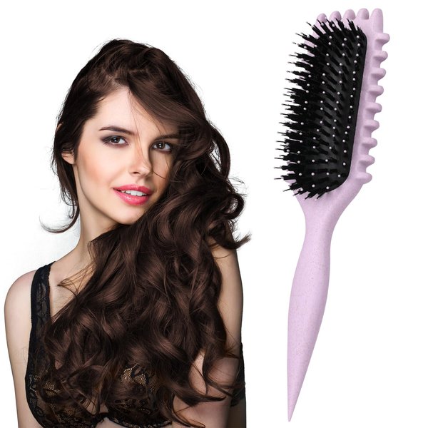 WALULAN Curl Hair Brush, Curl Styling Brush, for Combing and Shaping Women's Curls to Reduce Pulling,Curl Defining Brush