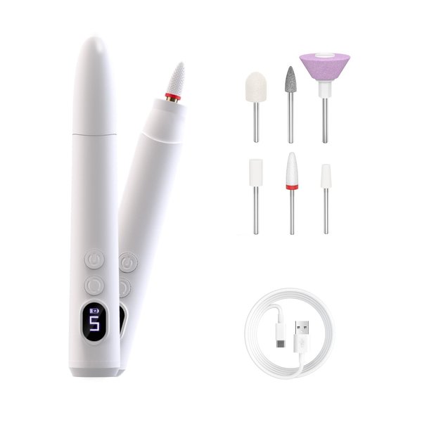 YIYOHAYA Cordless Electric Nail Drill,5 Speeds Portable Nail Sander Tools Rechargeable Nail Drill Machine for Acrylic Gel Nails,Nail Drill File Kit for Home Salon Travel Gifts
