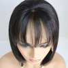 QUINLUX WIGS 13X6 Lace Front Wig 150% Density Air Bangs Natural Color Short Bob Wigs Brazilian 100% Human Hair For Women (8 inch/13X6, 150% density)