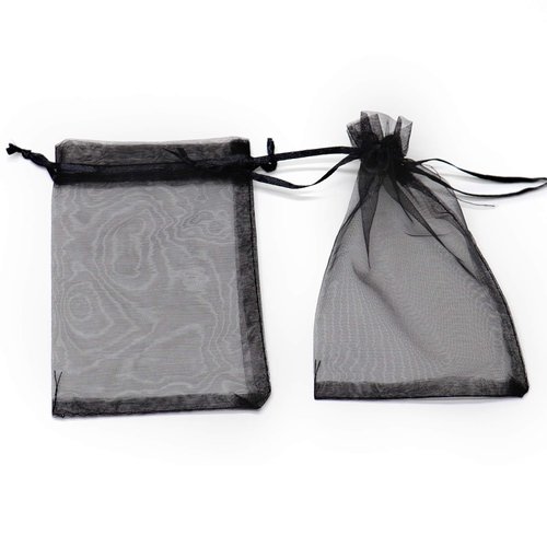 Dealglad Bezall 100Pcs Sheer Organza Bags 5x7 Inch, Black Wedding Favor Bags with Drawstring, Jewelry Pouches Party Holiday Gift Candy Bags