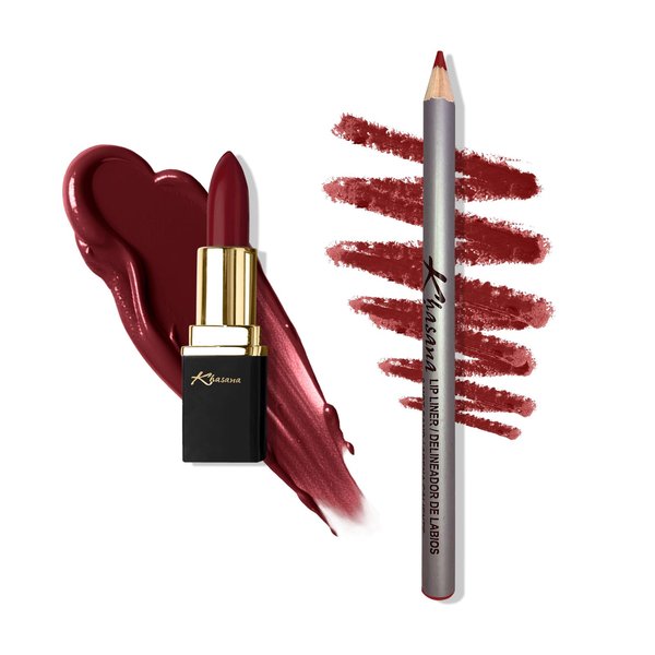 Khasana Lipstick and Lip liner Set, Matte Finish, Vitamin E and Vitamin C Infused for Nourishment, and Hydration, Long Lasting Creamy Formula, Color Matched Gift Pack (ADDICTED TO LOVE)