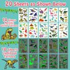 Partywind 20 Sheets (180 Styles) Dinosaur Kids Temporary Tattoos, Dinosaur Party Favors Supplies Gifts for Boys Party, Birthday Decorations Toys (Glow + Metallic Glitter Styles)
