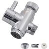 Brass Faucet Diverter Valve with Aerator, 3 Way Faucet Splitter with Male Thread Adapter, 360° Swivel Faucet Adapter for Sink Hose Attachment, Faucet Connector for Bathroom/Kitchen(Chrome)