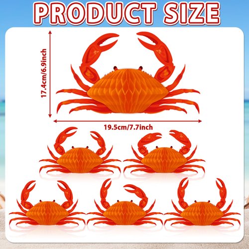 12Pcs Tissue Crab Lobster Honeycomb Centerpiece for Crab Party Decoration Crab Themed Party Table Centerpiece Crab Lobster Table Topper for Sea Animal Lobster Baby Shower Birthday Party Supplies