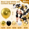 Gold and Black Balloons, 50 PCS 12 Inch Gold Confetti Latex Balloon for Girls Birthday Graduation Anniversary Wedding Party Decorations