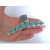 Long turquoise blue stone silver western style metal hair claw