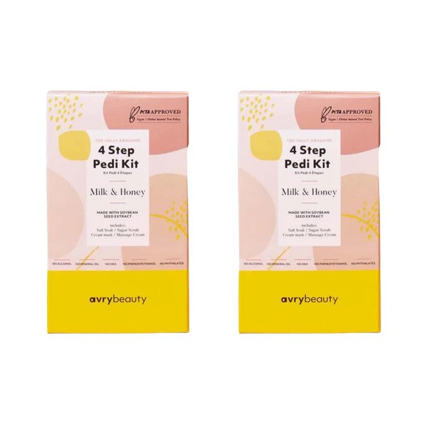 AVRYBEAUTY 4-Step Pedi 2 pack, Milk & Honey, Milk & Honey Infused, Pedicure, Salon Services, Foot Care, Hydrating Pedicure