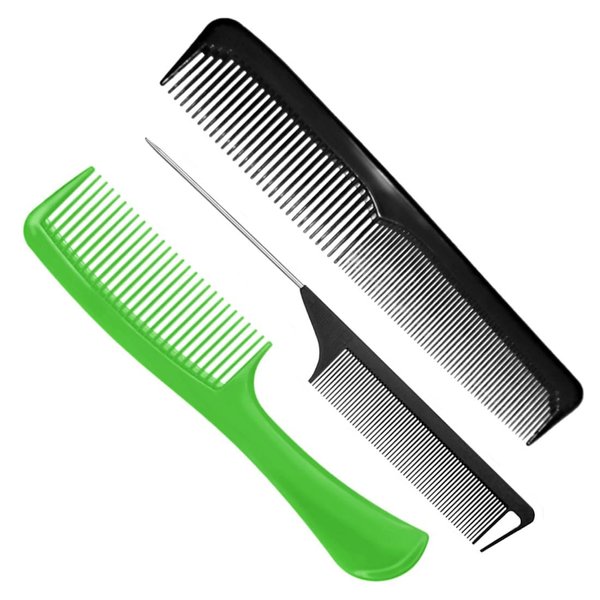 AC115 (Detangling Handle Comb, Parting Tail Comb & Dressing Comb) - Hair Care Accessory in AC-GREEN