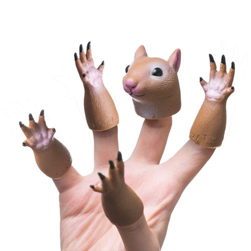 AQKILO Finger Puppet Set, Animals Puppet Show Theater Props, Novelty Toys Weird Stuff Gifts, Pack of Squirrel and Pug