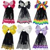 Kids Ponytail Hair Extension Braid Girls Braided Ponytail Hair Extension Clip On Go For Girls Beads,Black Hair Band & Bow Included,Detachable and Reusable (white)