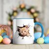 Funny Orange Kitten Cracking Wall Ceramic Mug, 11oz Coffee Cup for Cat Lovers, Animal-Themed Tea Mug, Unique Gift for Birthday, Office, or Home, Reusable Eco-Friendly Mug for Hot Beverages, Milk, Tea