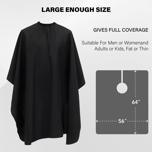 Professional Barber Cape Waterproof Hair Cutting Cape Haircut Cape Barber Cape for Men Hair Cape with Adjustable Neckline Salon Cape for Hair Cutting Tools Barber Supplies Accessories( 64" x 56" )