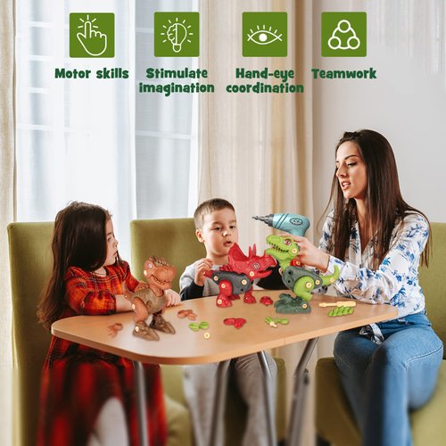 Laradola Dinosaur Toys for 4 5 6 7 8 Year Old Boys, Take Apart Dinosaur Toys for Kids 3-5 5-7 STEM Construction Building Kids Toys with Electric Drill, Party Birthday Gifts