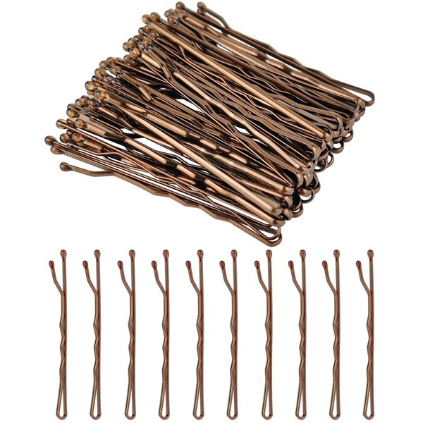 100 Pcs Bobby Pins, Hair Pins with Box, Hair Clips, Long Hair Grips for Women, Girls, Kids, Hair Acessories (2.75 Inches, Brown)