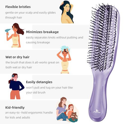 MEXITOP Hair Brush- Shampoo Brush, Wet and Dry Hair Scalp Brush for Women & Men, Scalp Brush Hair Scrubber Exfoliator for Dandruff, Wash Hair, Bath(Purple)