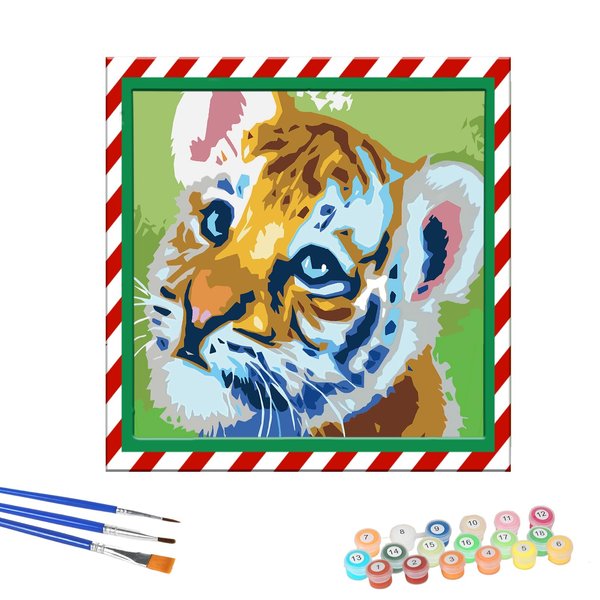 Wings Giant Framed Paint by Numbers Kit for Kids Ages 4-8, 8-12, Beginner Cartoon Dog Theme, Pre-Printed Acrylic Painting, (12 x 14 inch) Canvas, Clear Numbering, Includes Inner Hook, Wall Decor