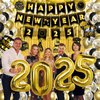 2025 Happy New Year Decorations Kit, New Years Eve Party Supplies, New Years Decorations 2025, New Year Banner, Foil Balloons, Gold Foil Curtain Backdrop for New Year Eve Party