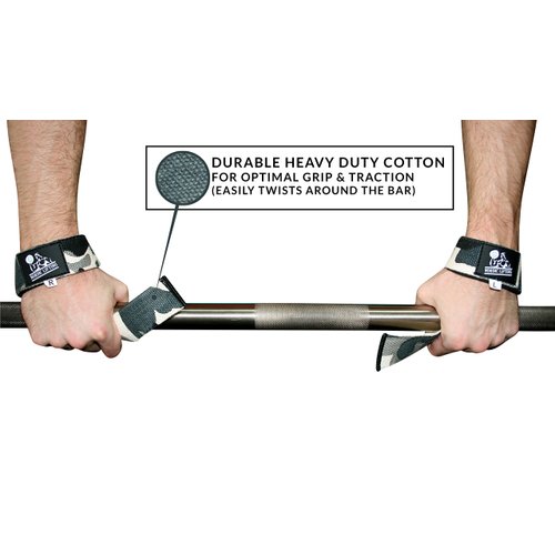 Lifting Straps (2 Pairs/4 Straps) for Weightlifting, Cross Training, Workout, Gym, Powerlifting, Bodybuilding-Support For Women & Men -Avoid Injury- (Aqua Blue & Camo Grey) - 1 Year Warranty