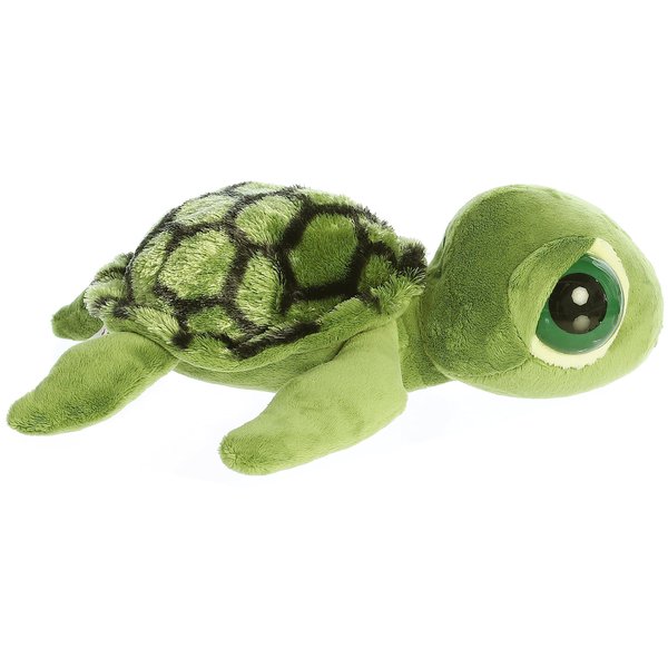Aurora® Enchanting Dreamy Eyes™ Slide Sea Turtle Stuffed Animal - Captivating Gaze - Whimsical Charm - Green 10 Inches