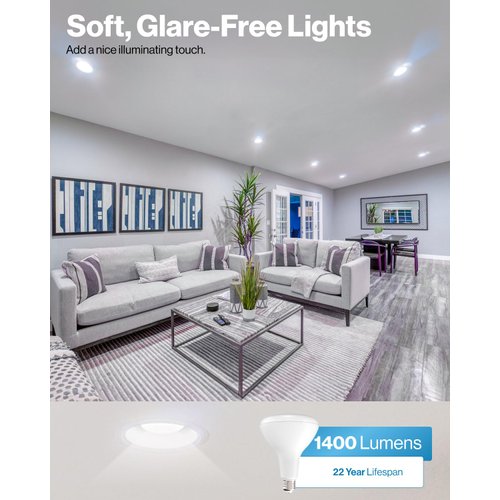 Sunco 6 Pack BR40 Light Bulb, LED Indoor Flood Light, Dimmable, 4000K Cool White, 1400 LM, E26 Base, Recessed Can Light, High Lumen, Flicker-Free - UL & Energy Star, 120W Equivalent 17W