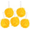 BRUBAKER Cosmetics - Premium Bath & Shower Sponge - Exfoliating Body Pouf - with String for Hanging - 5 Pack - Yellow