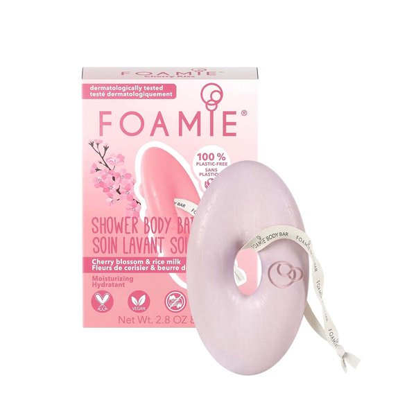 Cherry Blossom & Rice Milk Moisturising Body Bar. Plastic-Free, Soap-Free, Ultra-Gentle, No Sulphates or Parabens. Made in the UK