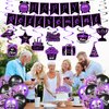 Retirement Party Decorations for Women,Purple Happy Retirement Party Supplies, Retirement Banner,18pcs Retirement Latex Cofetti Balloons, Hanging Swirl, Cupcake Topper Retirement Party Decor Favors