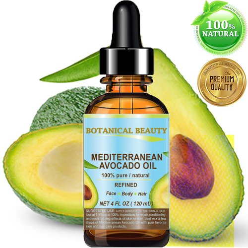 Botanical Beauty AVOCADO OIL Italian 100% Pure Natural Refined Undiluted Cold Pressed for Face, Body, Feet, Hair, Massage and Nail Care. 4 Fl. oz-120 ml.