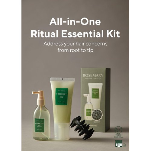 AROMATICA Rosemary Scalp Care Gift Set - Hydrating Scalp Treatment with Rosemary Enhancer, Rosemary Scalp Scrub and Dual Scalp Brush - Free from Sulfate, Silicone, and Paraben