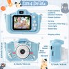 FurUlixty Upgraded Kids Camera Toys - Kids Digital Camera with Soft Silicone Cover, 1080P HD Selfie Video Camera for Boy Girl Toddler, with 64G SD Card, 3Hrs of Ultra-Long Battery Life (Azure Cat)