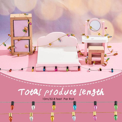 Tuanse 65.6 ft Dollhouse Lights Fake Light String Dollhouse Decorations Miniature Light String for Christmas Crafts Furniture Accessories String Lights Doll House Pretend Play