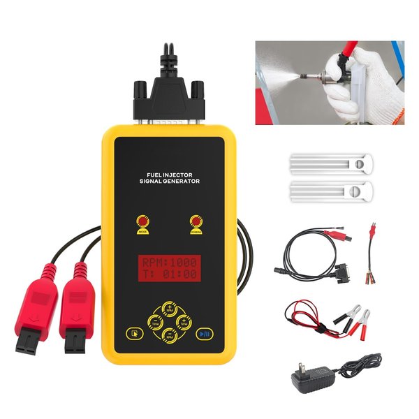 QPKING Car Fuel Injector Signal Generator,GDI Fuel Injection System Cleaners,Fuel System Cleaning Assistant Fuel Injector Cleaner for 12V Standard Injector/75V High Volt Injector Simultaneously