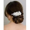 Gorais Flower Bride Wedding Hair Comb Silver Pearl Bridal Hair Piece Leaf Side Combs Hair Accessories for Women and Girls
