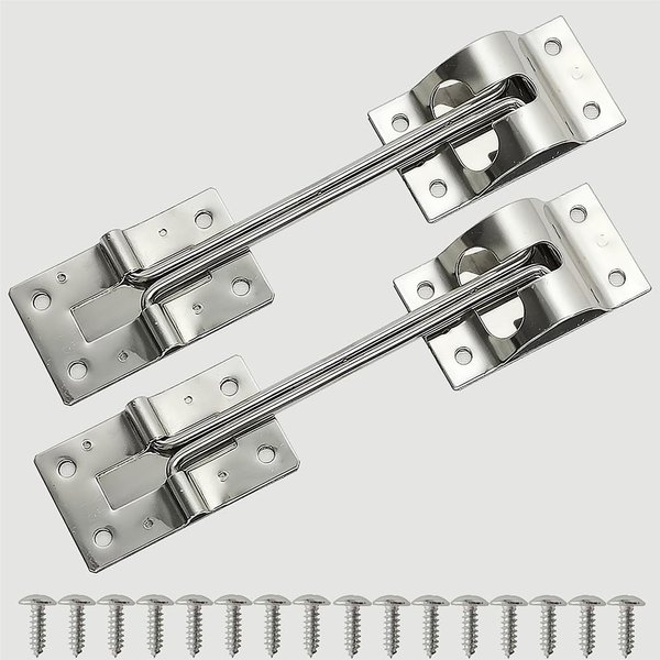 CHENGHONG RV Door Holder Latch Trailer External Door Holder Door Latch 2 Pack 304 Stainless Steel 6 "T-Shaped Entrance Latch Hardware (with Screws) Suitable for RV Trailer Truck Hook Holder