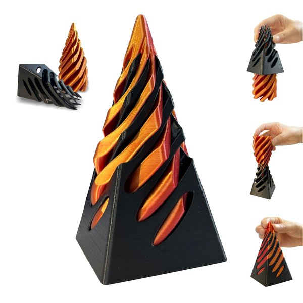 Impossible Cone-3D Printed Spiral Cone Fidget Toy, Pass Through Pyramid Fidget Toy, Impossible Pyramid Passthrough Sculpture Desk Toy for Adult, 4inch Helix Screw Fidget Toy for Stress Relief