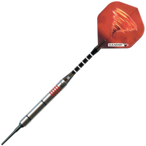 Elkadart Tornado 90% Tungsten Soft Tip Darts with Storage/Travel Case, 2 Black/5 Red Rings, 16 Grams