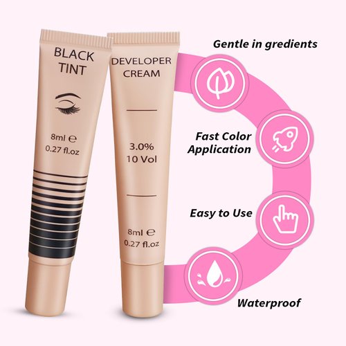 PERMANIA Lash Lift and Black Color Kit, Salon Results Eyelash Perm & Brow Lamination Kit with Detailed Instruction Easy for Beginner Natural Lasts up to 4 Weeks