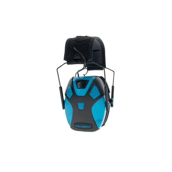 Caldwell E-MAX Pro Electronic Hearing Protection 23-24 NRR - Adjustable Lo Pro Earmuffs for Shooting, Hunting and Range, Neon Blue
