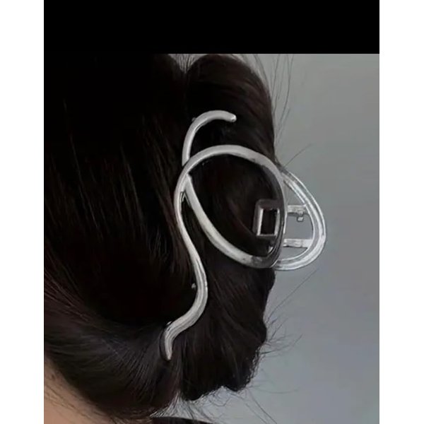 Silver Hair Claw Clip for Women, Metallic Finish
