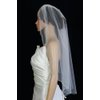 Bridal Veil Ivory 1 Tier Fingertip Length Scallop Edge With White Seed Beads
