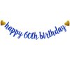 SUNbetterland Blue glitter Happy 60th Birthday Banner, Pre-Strung,Man's 60th Birthday Party Decorations Supplies, Happy 60th Birthday
