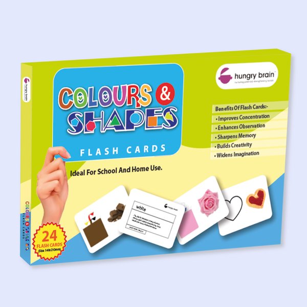 hungry brain Flash Cards for Toddlers, 24 Colours & Shapes Flashcards, Double-Sided, Montessori, Educational, Kindergarten - Preschool Learning Activities, Gifts for Kids, 1, 2, 3, 4 Years Babies