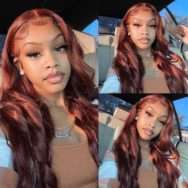 XTERFSTY Long 30 Inch Reddish Brown 5x5 HD Lace Closure Wigs Human Hair 180% Density 33B Body Wave Lace Front Wigs Human Hair Glueless Body Wave Closure Wigs For Women Pre Plucked with Baby Hair