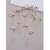 Pearls Bridal Hair Pins Beads Bride Wedding Hair Pieces U Shaped Hair Accessories Headpiece for Wedding Brides Women Girls (Gold)