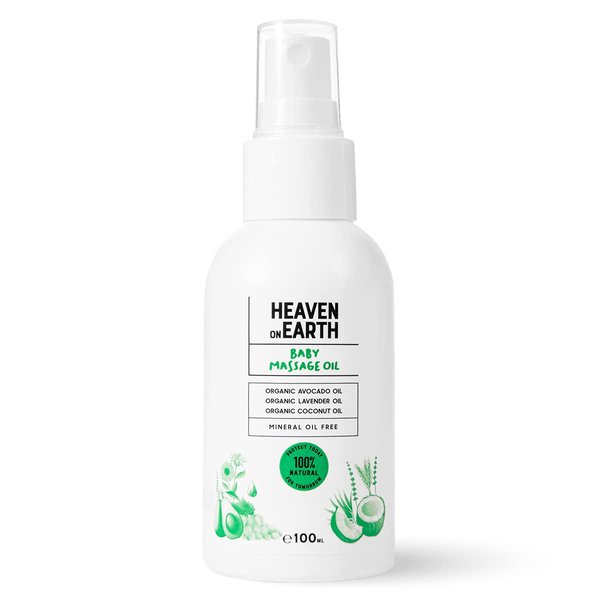 Heaven on Earth Baby Oil for Newborns, Prevent Moisture loss with Enriched with Natural Oils, Lavender Oil, Jojoba Oil, Coconut Oil, Olive Oil Extracts, Paraben, Sulfate, Parfum Free, 4 fl oz.