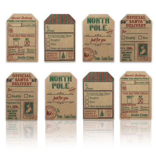 Natural Kraft from Santa Claus Stickers, 2” x 3” Inch Christmas Gift Tags 100 Total Labels