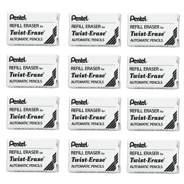 Pentel of America, Ltd. : Eraser Refills,For Twist Erase Series and Side FX, 3/PK, WE -:- Sold as 12 Packs of - 3 - / - Total of 36 Each