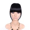 LEEONS Clip on Bangs Black Fringe Hair Extensions 6" Short Straight Clips in Hair Bang False Flat Hairpiece Two Side(1B#)