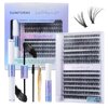 SUMFORMI DIY Lash Extension Kit Natural Eyelash Extension Kit Wispy Lash Clusters Kit Waterproof Single Lashes Extension Kit Natural Look Eyelash Cluster Lash Kit D Curl 8-16MM at Home 30D+40D(Wispy)