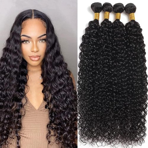 Beautymoon Water Wave Human Hair Bundles 100% Unprocessed Brazilian Wet and Wavy Hair Bundles 16 18 20 22 Inch Water Wave 4 Bundles Human Hair Extensions for Black Women…